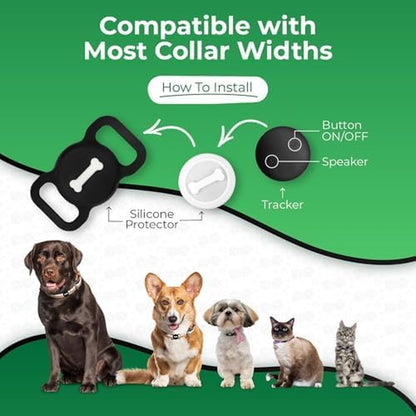 Smart Dog Tracker, Pet Tracker with Collar Holder, Effortless Location Tracking, Compatible with Find My, Not GPS Tracker